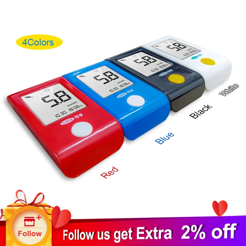 

Cofoe Yiling Glucometer/Blood Glucose Monitoring System/Glucose Meter with 50pcs Test Strips&Lancets Black White Blue Red Color