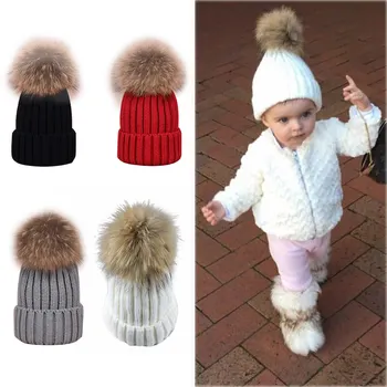 

New Children Winter Warm Hat Baby Boys Girls Hat Knitted Beanies Cute Cotton Baby Kid Cap Thick Hat Four Color