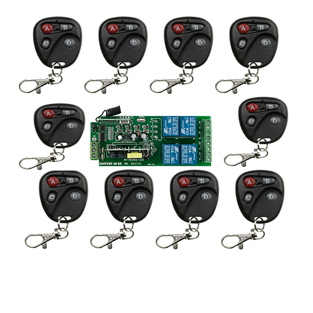 

Hot Sales AC85v~250V 110V 220V 230V 4CH Wireless Remote Control Switch System Receiver and Transmitter Applicance Garage Door