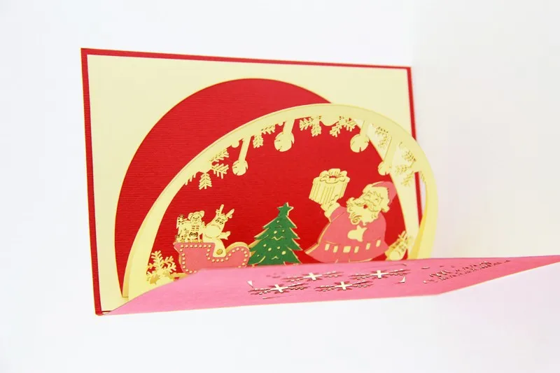 Merry Рождество Санта Клаус карты/3d pop up открытка/Рождественские подарки