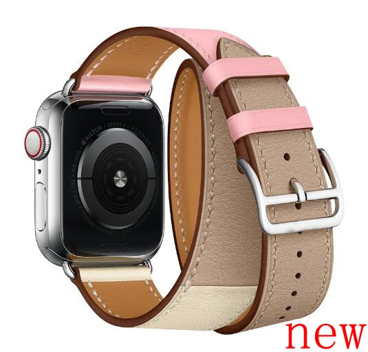 fashion Leather loop for iwatch Series 4 2 3 1 for Apple Watch band Strap Double Tour Extra Long 38mm 42mm 40mm 44mmseries 5