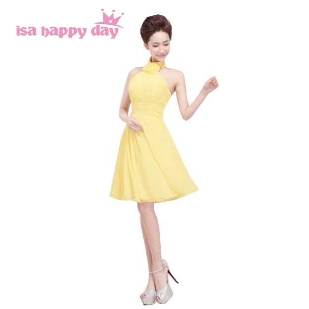 bright yellow halter bridesmaid dresses