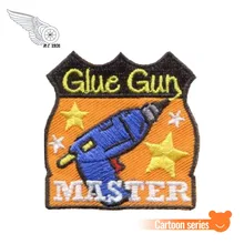 Логотип на заказ Название клея пистолет Мастер патч утюг на T-shit крышка мешок DIY вышивка значок