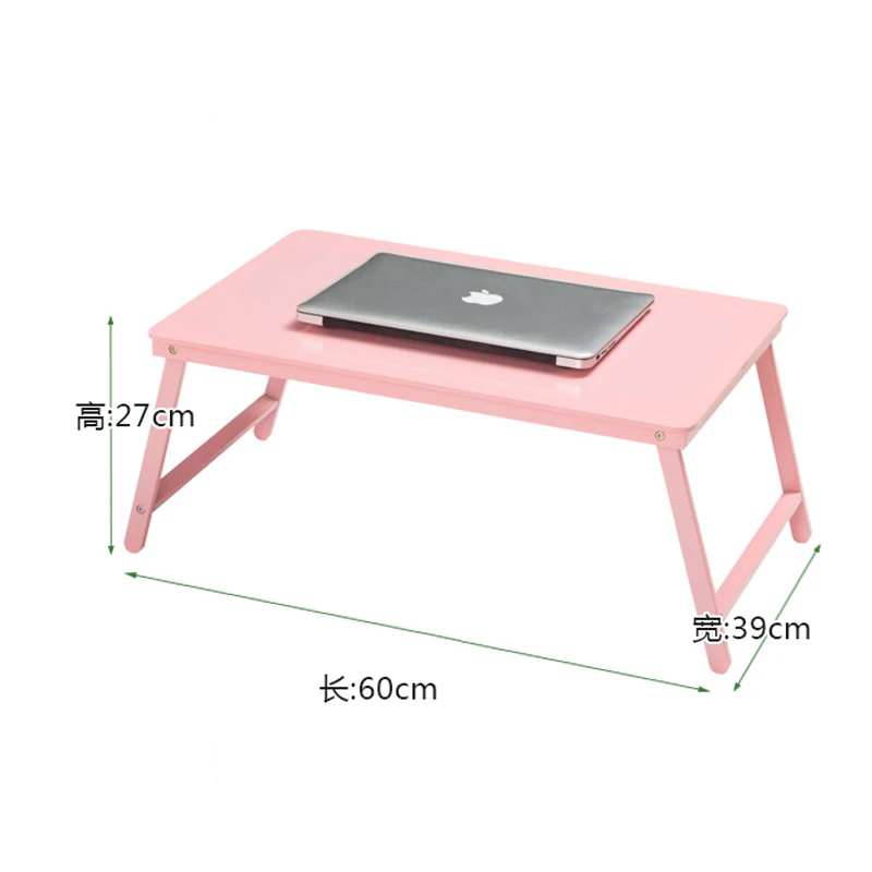 Эргономичный складной Портативный ноутбука Настольный вертикальный рабочий стол Бамбуковая мебель Спальня столы минималистский современная кровать ноутбук стенд - Цвет: Розовый
