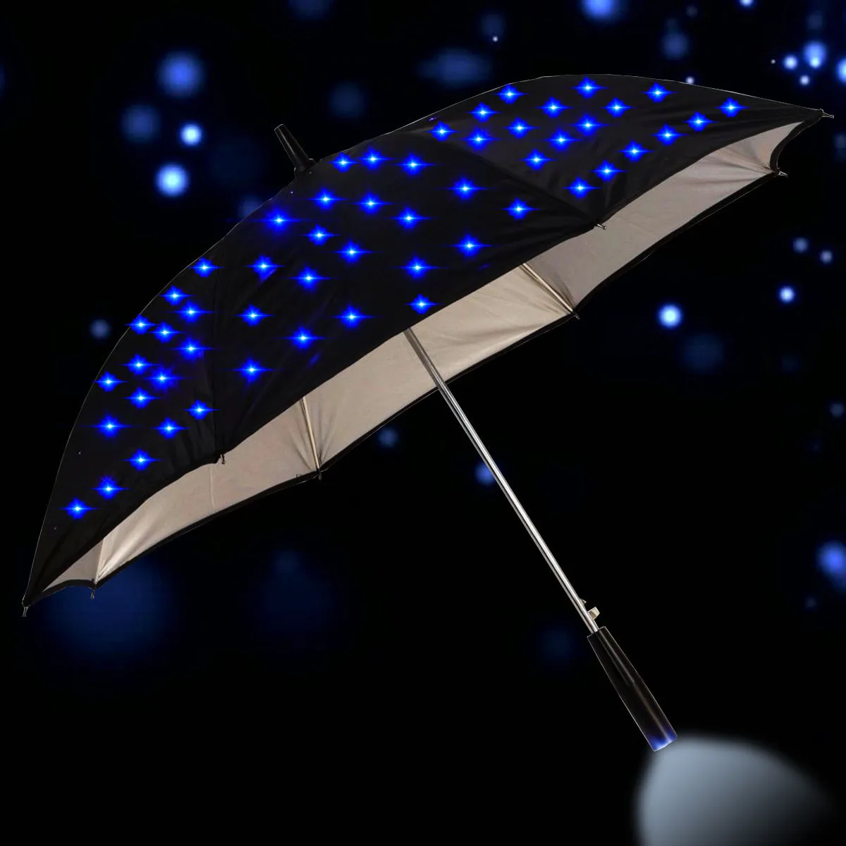 

23 inch Outdoor Cool Long Handled LED Flashing Rain Umbrella Night Protection Fashion Gift Large Handle Straight Flash Parasol