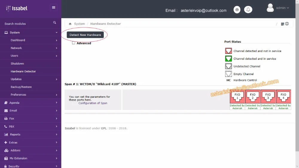 Карта Asterisk TDM400P с 4 модулями FXS/FXO четырехпролетная аналоговая карта ASTERISK digium FXO