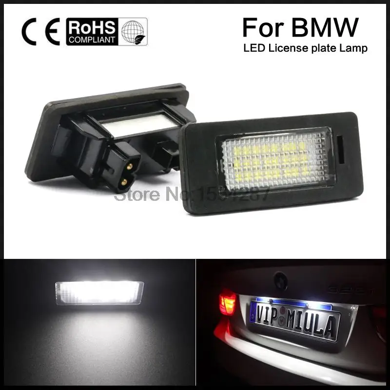 

A Pair 24 LED 3528 SMD LED License Plate Lights Lamps Bulbs 6000K Cool White For BMW E82 E90 E92 E93 M3 E39 E60 E70 X5