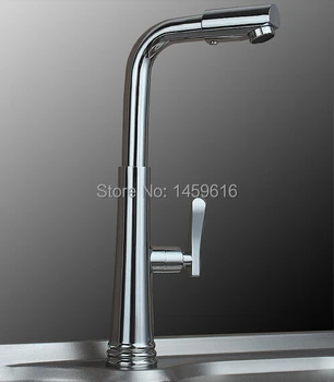 

ingle Handle 360 degree Rotation Chrome plate Kitchen Faucet Sink Mixer Brass Alloy tap w6014