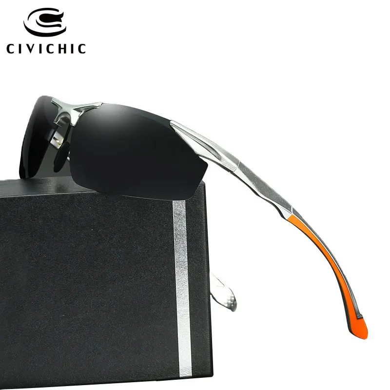 

CIVICHIC New Trend Al-Mg Polarized Sunglasses Men Semi Rimless Driving Eyewear Outdoor Mirror Glasses Casual Oculos De Sol E176