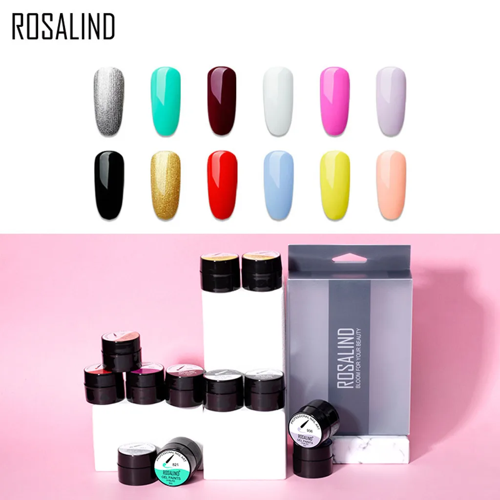 ROSALIND Nail Art 12 бутылочек отмачиваются Блестки для маникюра гель-арт кончик маникюр, полировка ногтей лак Замачивание от маникюра