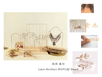 

Solid Wood Jewelry Display Frame Earrings Necklace Pendant Bracelets Display Holder Metal Stick Earrings Stand