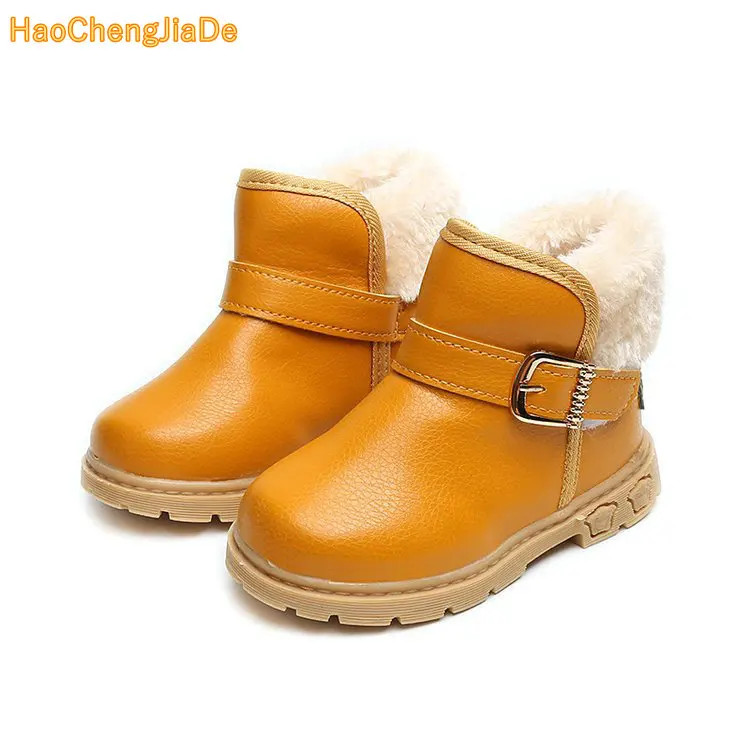 

Snow Boots Kids 2017 Winter Genuine Leather Boots For Girls Boys New Fur Buckle Shoes Children Boots With Fur Warm Botas