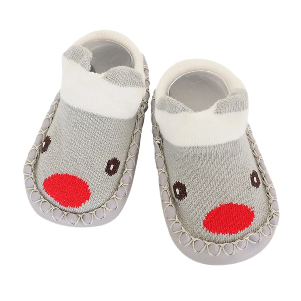 Обувь и носки для малышей Детские носки с мульттяшными персонажами детские домашние носки-Тапочки кожаные нескользящие носки для малышей