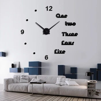 

Digital Acrylic still life diy Circular Study wall stickers home decoration mirror effect Modern style quartz wall clock