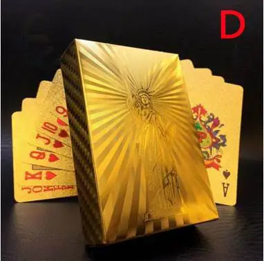 Евро долларов США Стильные водонепроницаемые пластиковые игральные карты Золотая фольга покерная Золотая покерная карта 24K позолоченные игральные карты Pok - Цвет: D