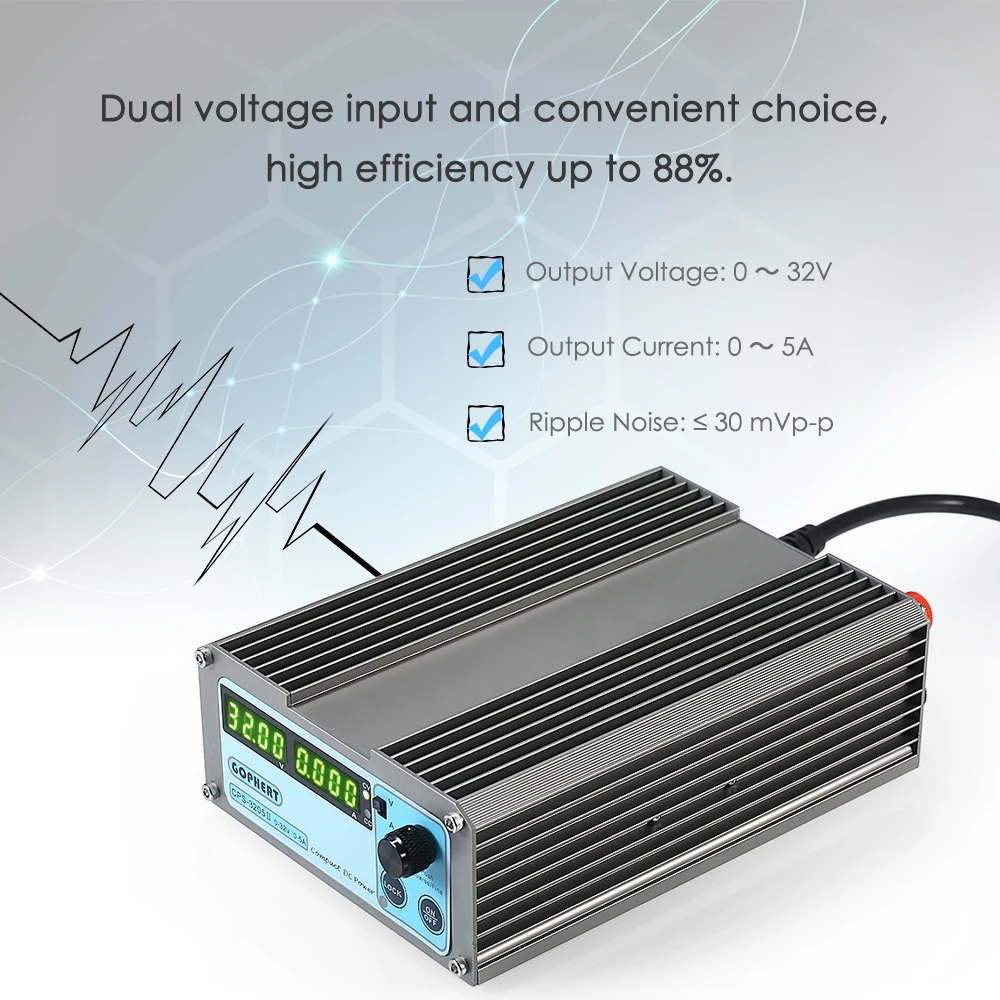 Компактный цифровой Регулируемый источник питания постоянного тока 4 цифры светодиодный CPS-3205 II 160 Вт 0-32 В/0-5A Портативный Импульсный регулируемый источник питания