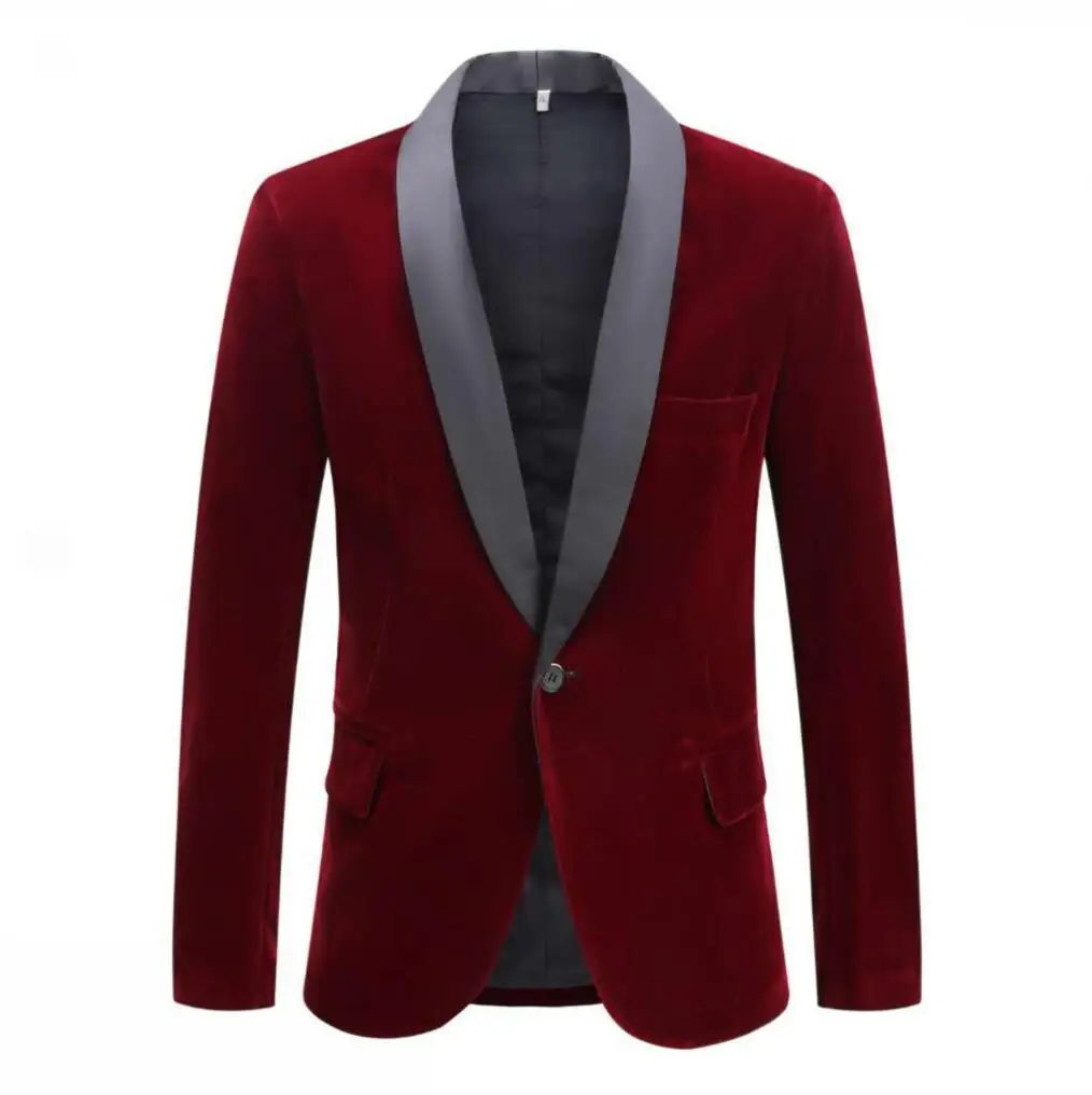 Pyjtrl blazer masculino da moda, veludo, vinho,