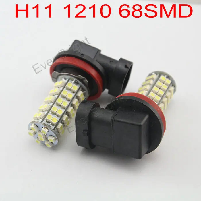 

Super Bright! 2PCS Car Fog Lamps High Quality H11 1210 3528 SMD 68 LED 68 SMD White Bulb Fog Beam Fog Lights 12V Car Leds