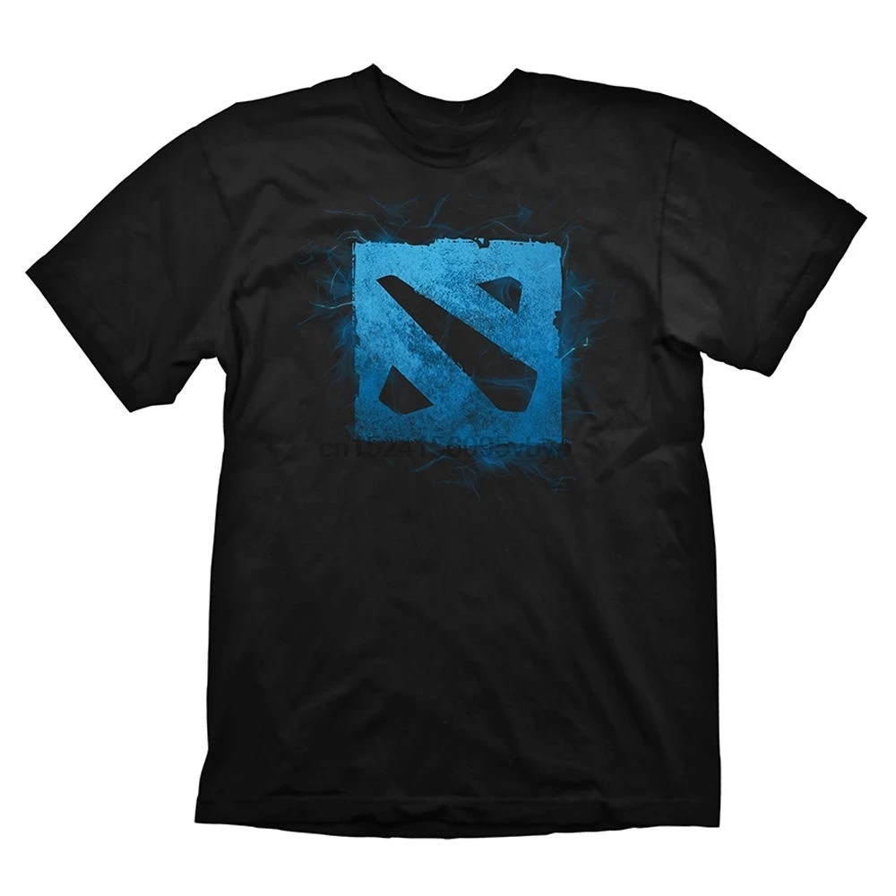 

Mens DOTA 2 - Blue Logo Black T-Shirt Round Neck Short Sleeves Tops Clothing