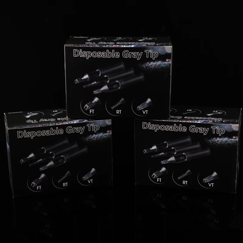 50Pcs Tattoo Needle Caps RT/FT/DT Tattoo Tips Grey Round Disposable