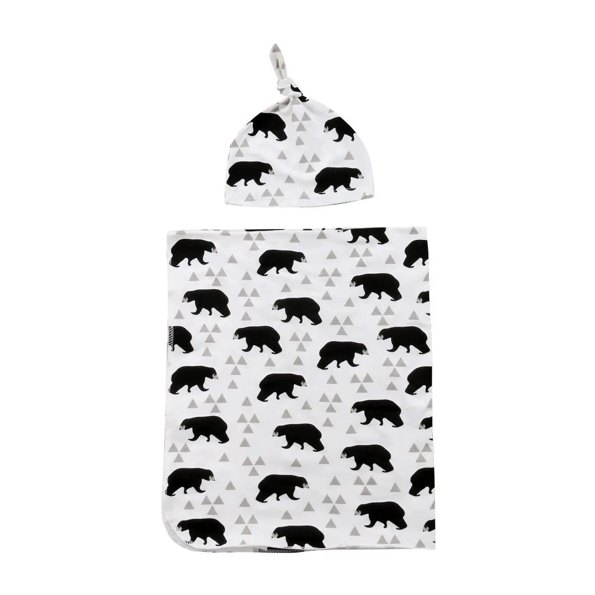 

Newborn Baby Unisex Cute Swaddle Blanket Sleeping Swaddle Muslin Wrap+Hat