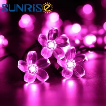 7M 50LEDS DC12V Solar Energy Silver Wire Flower String Lights 360 Degrees DIY Decoration for Party wedding LED Lamps string led