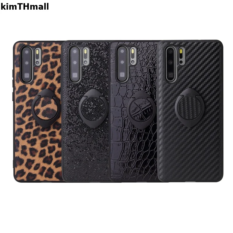 

Case For Huawei P30 Cover P30 Pro case Magnet Finger ring Stand leopard leather Glitter case for Huawei P30 lite case kimTHmall