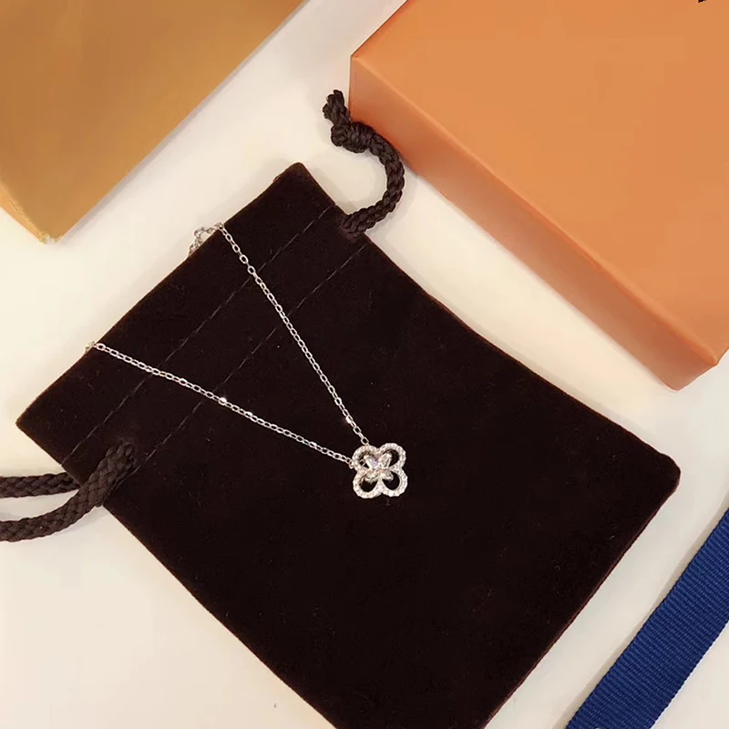 

Brand Pure 925 Sterling Silver Jewelry For Women Rose Neckalce Flower Pendant Charm Lucxy Party Rose Flower Necklace Top Quality