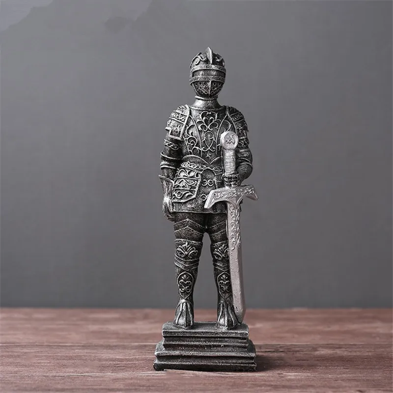 Винтажная римская Скульптура солдата, греческая мифологическая фигура, ретро декоративная статуя, средневековая доспехи, статуя Божья статуя, кукла из смолы, декор R03 - Цвет: 9X9X29 CM