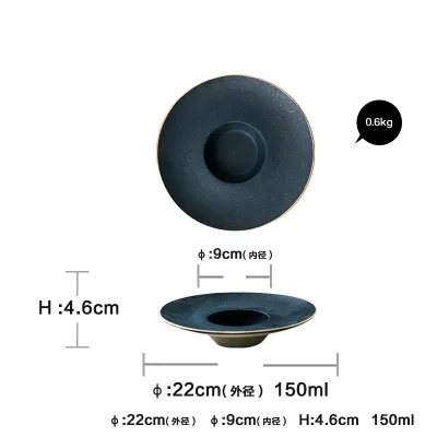 Керамическая золотая инкрустация тарелки стейк еда блюдо скандинавском стиле столовая посуда в ретро стиле миска Ins обеденная тарелка чашка высокого класса столовая посуда набор - Цвет: pasta plate