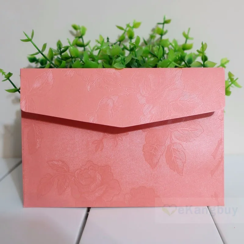 50 шт розовые подарочные конверты, тисненая/перламутровая специальная бумага Enevlepe