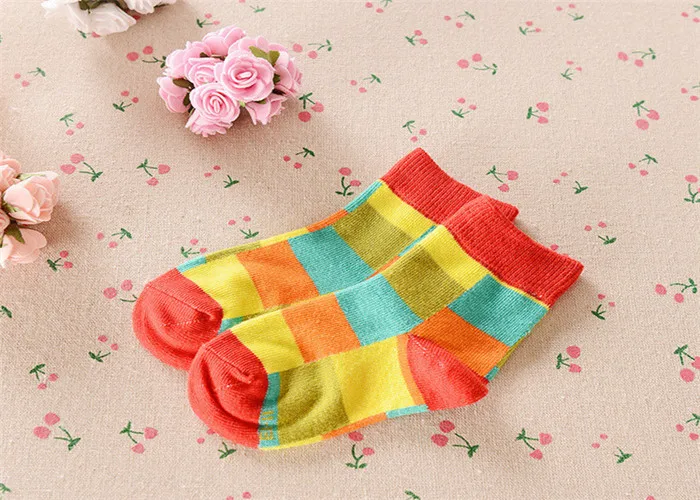3 пар/лот продвижение плед г. весна и осень детские носки, детские цветные носки модели решетки c-cll-015-3 - Цвет: color  1