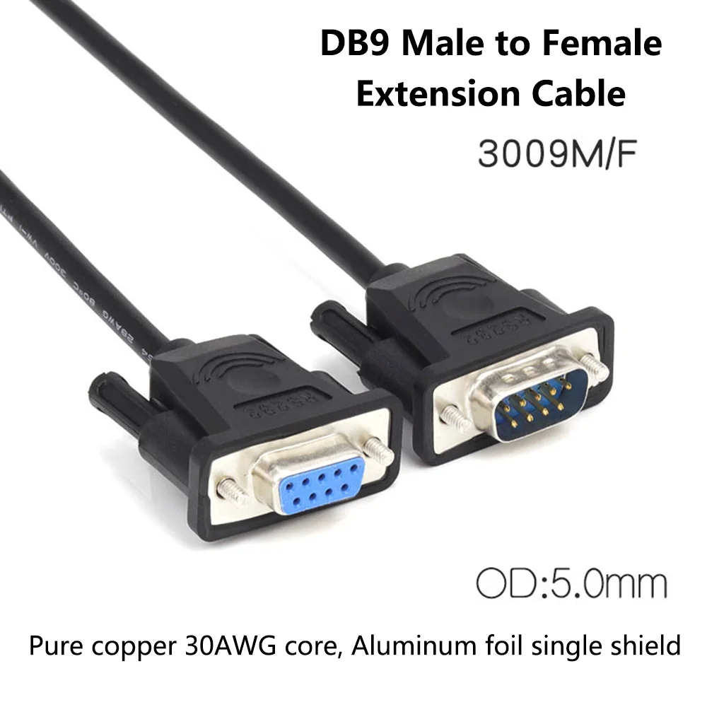 DB9 Male to Female Extension Cable Pure Copper Line RS232 9 Pin Serial