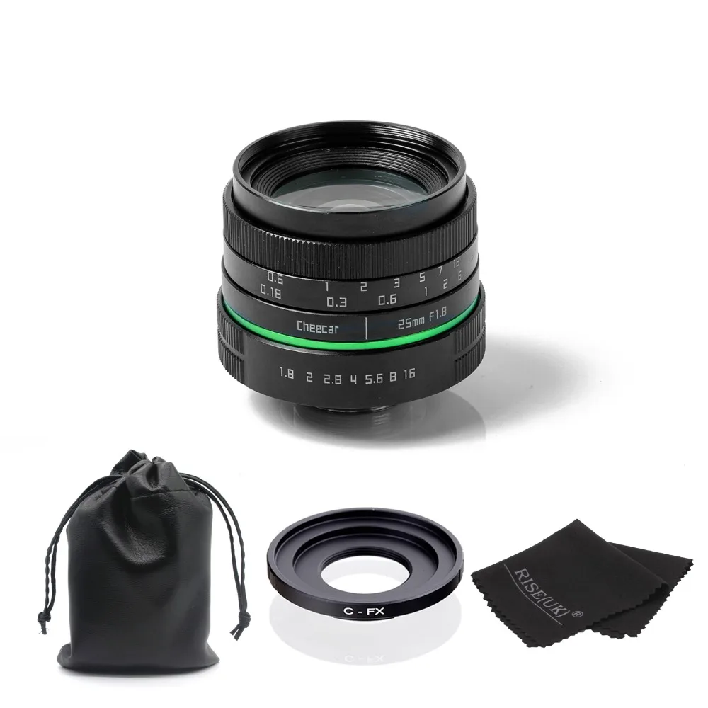 

(Kits)metal 25mm APS-C camera lens +FX mount adapter ring + lens bag for Fujifilm micro-camera free shipping