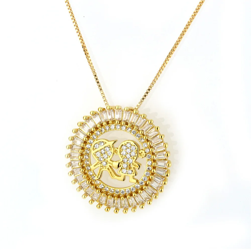 Lucky Sonny Boy Girl Colar Brazil Top Pendant Necklace Collar Fashion CZ Crystal Neckalces Jewelry Women Joyeria Feminina Joyas (2)