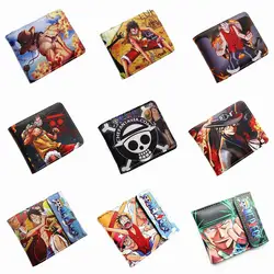 Аниме one piece Luffy Pu короткий кошелек Двойные Держатель для кредитных карт с фотографиями держателя слоев кошелек кожа Косплей кнопки