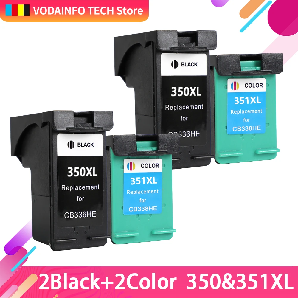 QSYRAINBOW 4 шт. 350XL 351XL чернильный картридж Замена для HP 350 351 использование D4200 D4260 D4263