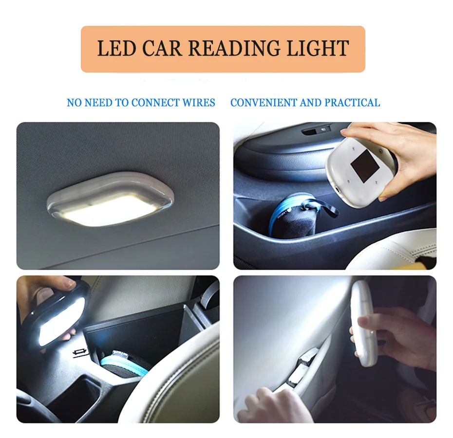 VVVIST Автомобильный светодиодный свет для чтения книга панельный Светодиодная лампа свет зарядка через usb магнит крыша авто Интерьер купольная лампа для макияжа шкафа