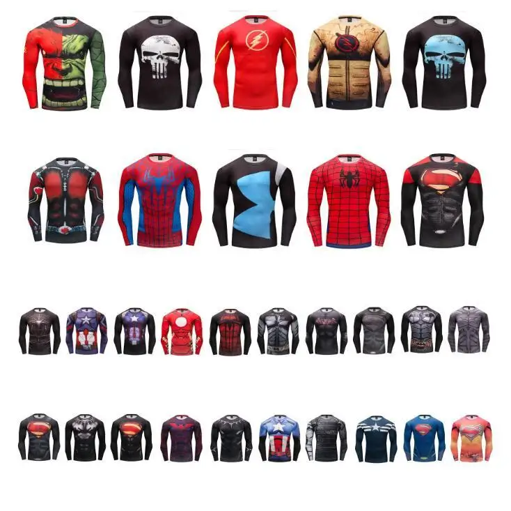 

man tshirt Marvel series digital printing long sleeve sport tights Rashguard