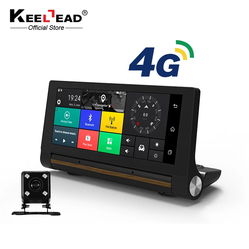 KEELEAD  6.86'' 4G Car DVR GPS Navigation Android 5.1 Dash Cam Camera Wifi 1080P Bluetooth Video Recorder with two dash Camera