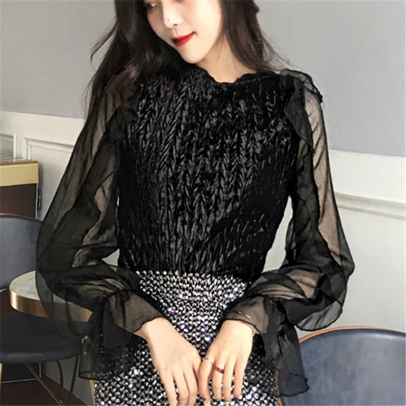 elegant black tops for evening