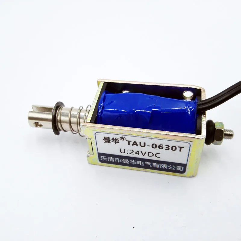 

DC 12V 24V push&pull Type Frame electromagnet TAU0630T travel distance 10mm Keepping Force1kg Solenoid with Adjustable nut