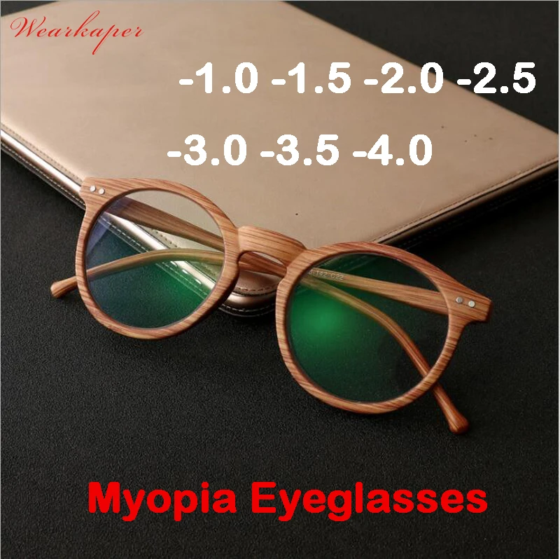 

WEARKAPER Wood Sun Photochromic Finished Myopia Eyeglasses Frame Men Women Sun lens glasses Myopia Eyewear
