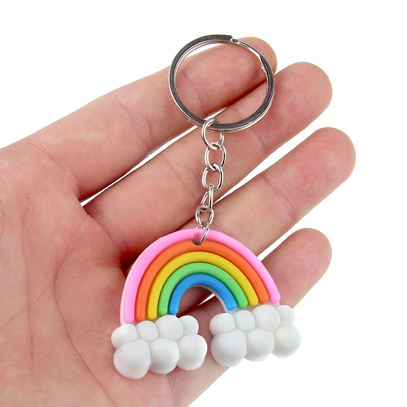

New Silicone Rainbow Clouds Keychain Keyring Woman Girls High Grade Handbag Car Keychain Keyholder Accessories Jewelry