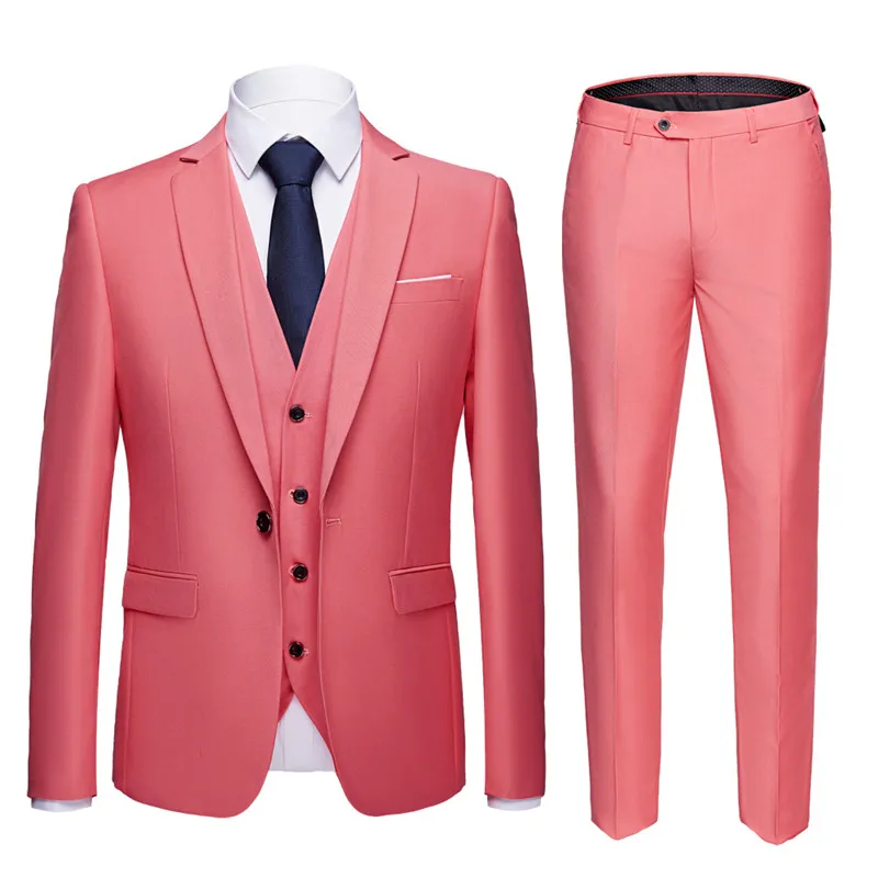 Костюм Для мужчин комплект из 3 предметов(пиджак+ брюки+ жилет) для маленькой девочки социальный костюм Для мужчин модные однотонные Бизнес комплект Повседневное Formale костюмы размера плюс S-6XL - Цвет: 906-3pcs