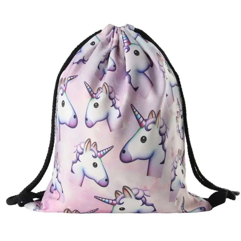 2016 new fashion Women unicorn Backpack 3D printing travel softback  women mochila drawstring bag School girls backpacks