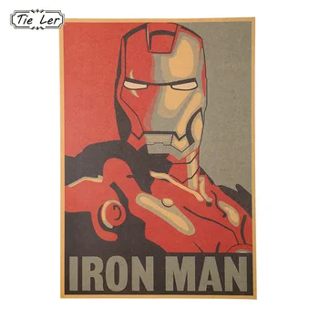 

Marvel Retro Style Comic Iron Man Avatar Poster Decorative Painting Kraft Paper Posters Children Bedroom Adornment Wall Sticker