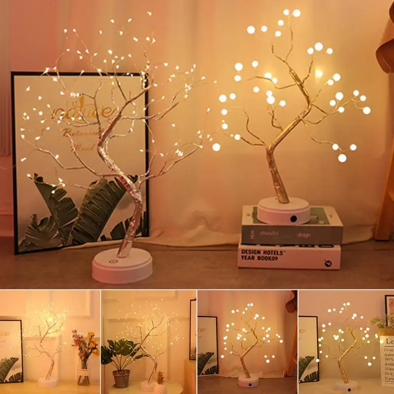 

36LEDs108LED Tree Shape Night Light Party Wedding Decoration Outdoor Garland Light DIY Copper Wire Lamp Home Decoration`