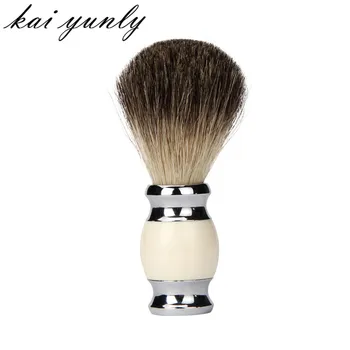 

1PCS ZY 100% Pure Badger Hair Wet Shaving Brush Tool Shave Men Salon Barber Tool Beige Free Shipping wholesale Dec 29