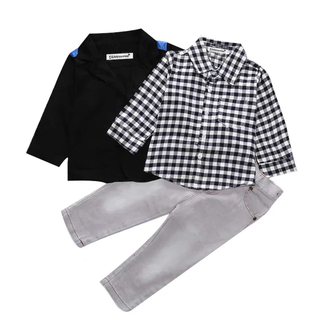 KEAIYOUHUO/Коллекция года, комплекты одежды для мальчиков детская одежда из 3 предметов летние комплекты одежды для детей детский спортивный костюм для маленьких мальчиков футболка+ джинсы - Цвет: Picture Color